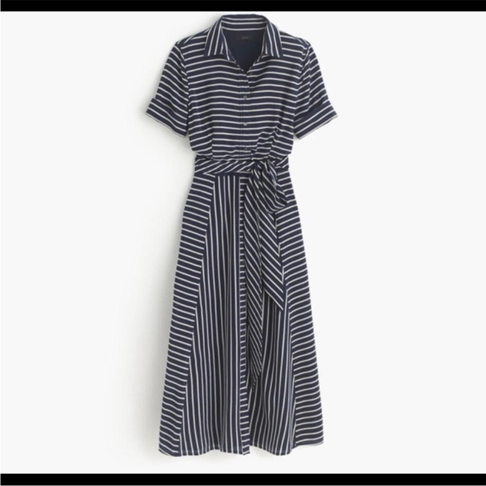 J. Crew Collection Navy and White Striped Midi Dress - Picture 15 of 15